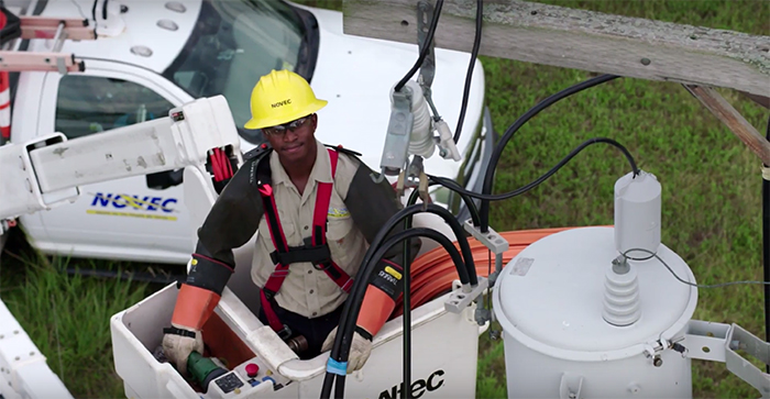 Lineman In Bucket Truck