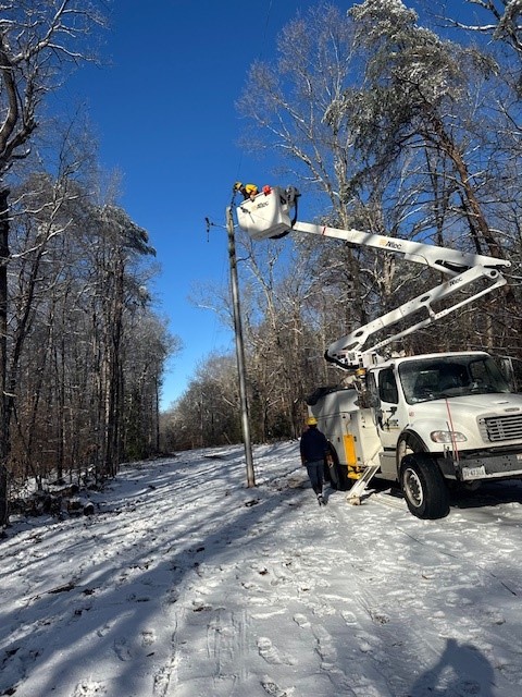 Bucket Truck in Snow